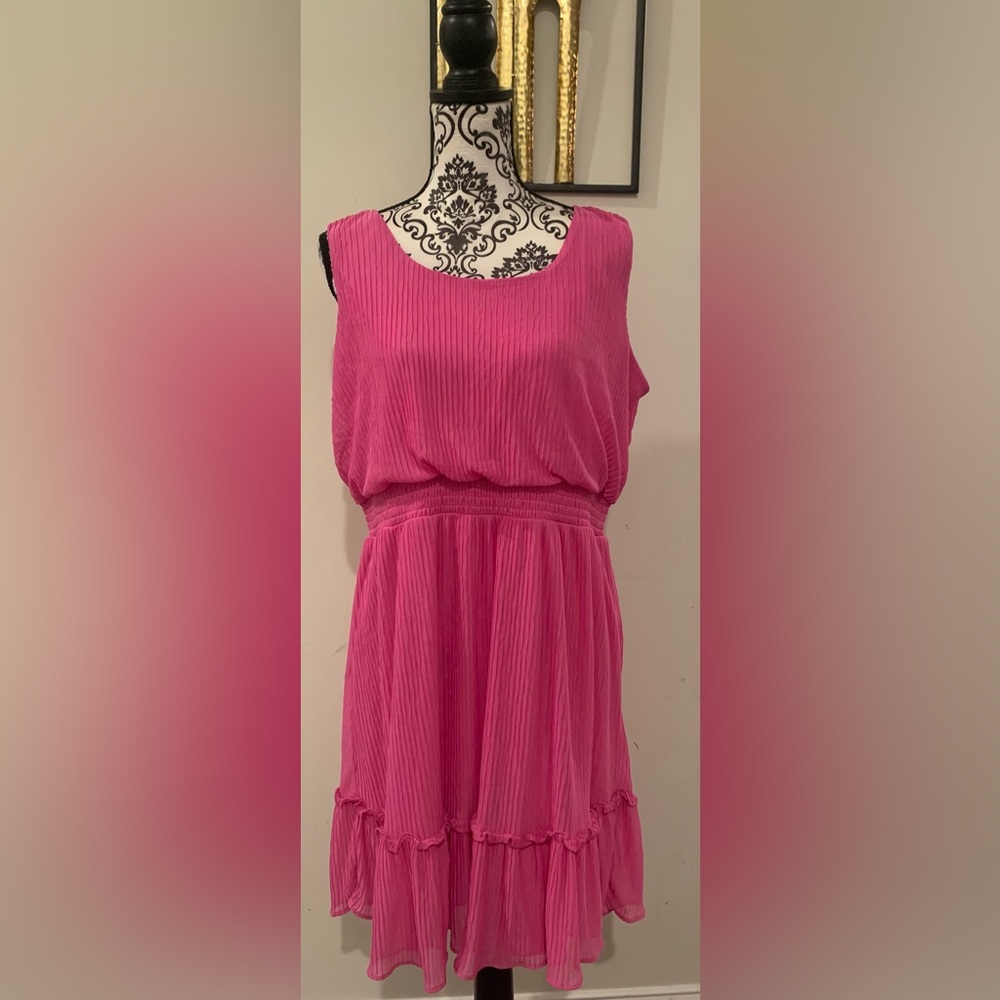 Nina Leonard Pink Tiered Ruffled Sundress